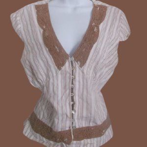 San Francisco White Beige Blouse XL